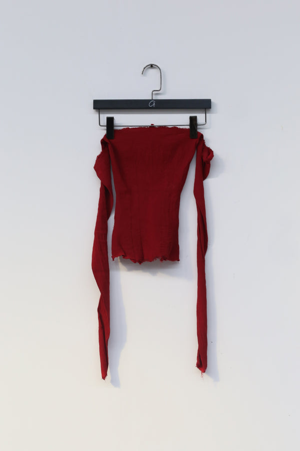 Marc Le Bihan 26916 Flat Shoulder Stretch Bottoming Tube Top T-Shirt French Handmade MLB-26916-HONG Red